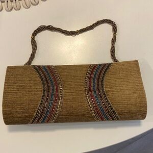 Elegant Yellow Gold Beaded Clutch Purse